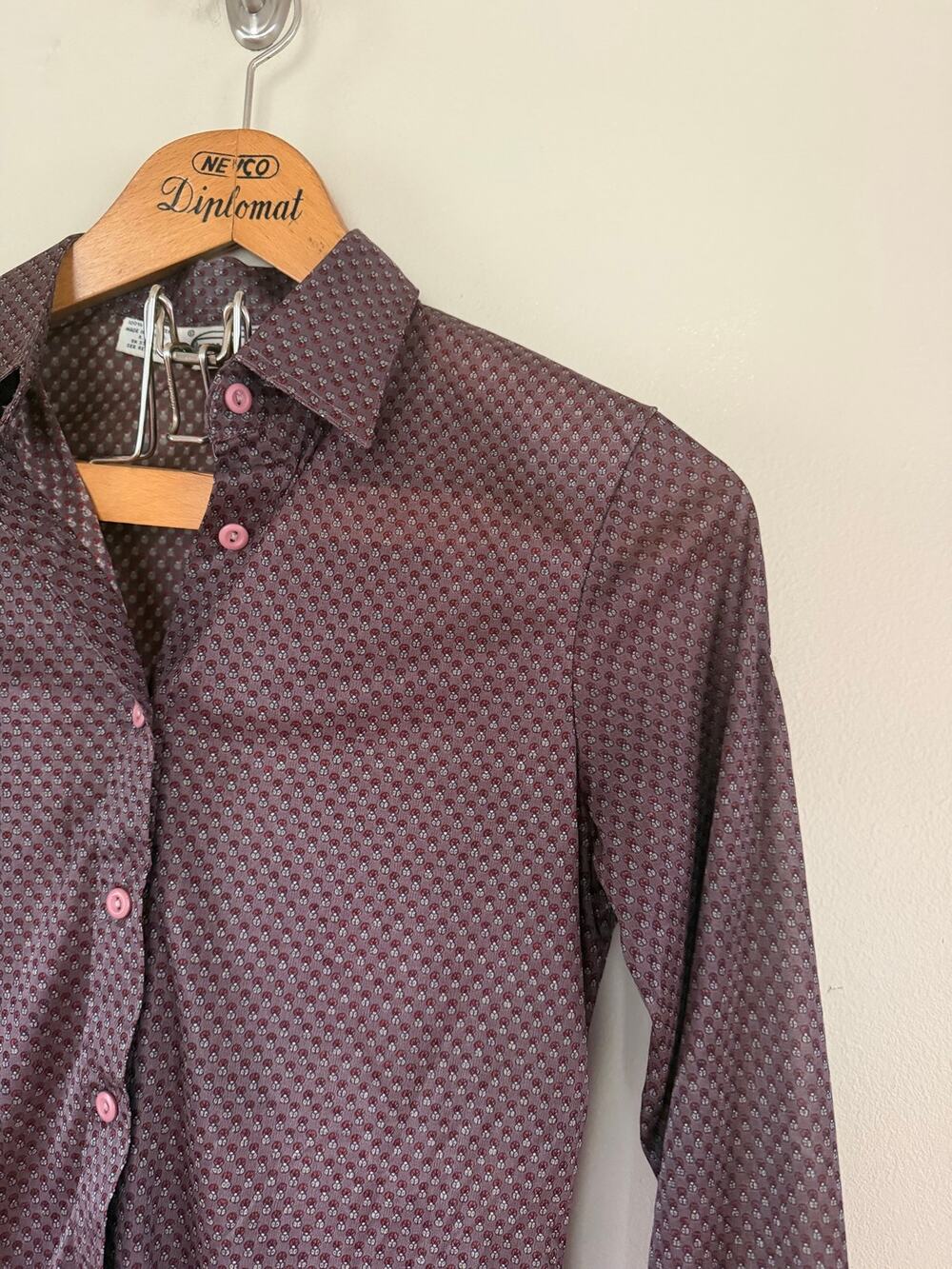 Vintage Wayne Rogers Geometric Lightweight Western Disco Shirt S- M